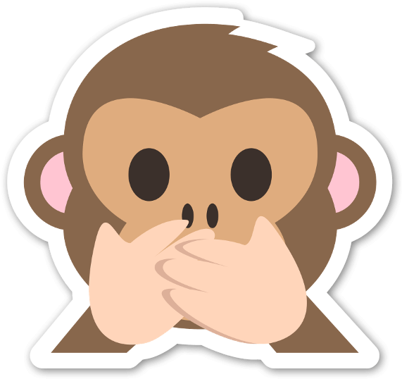 Singe Chut Ne Dis Rien Sticker - Speak No Evil Monkey Clipart (600x564), Png Download