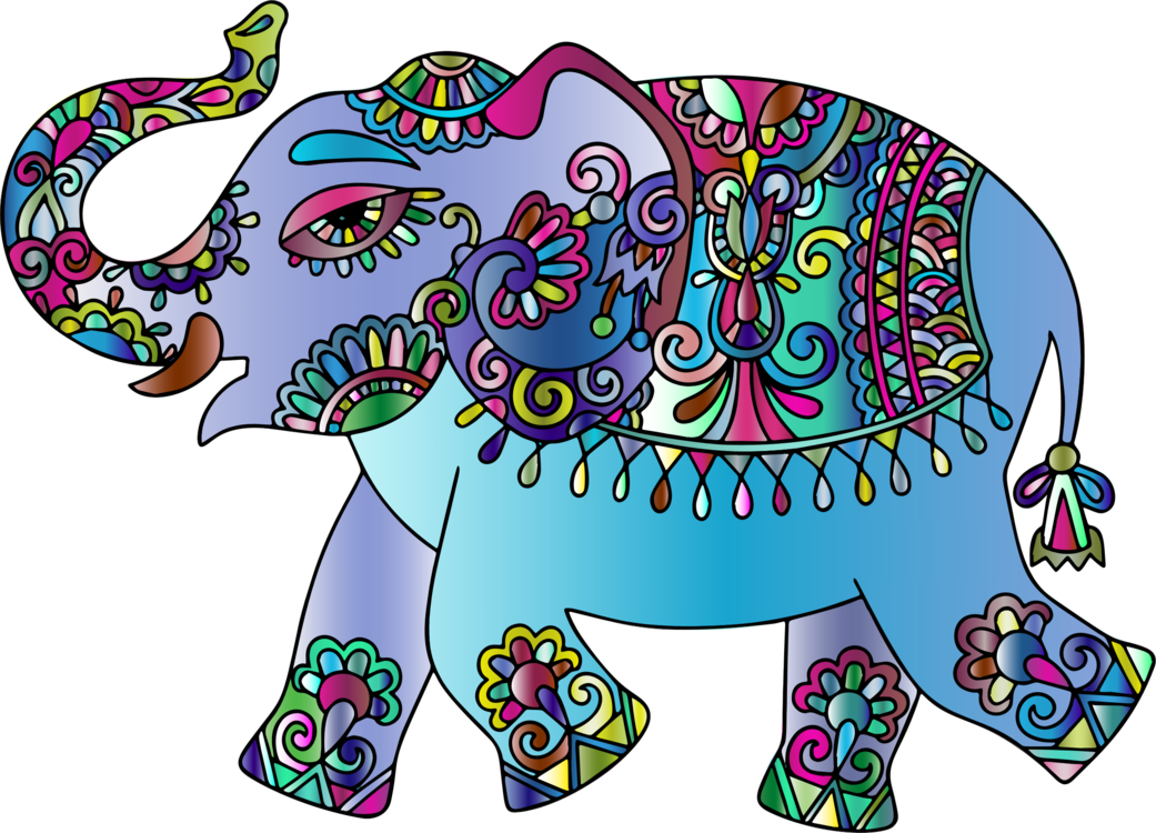 Indian Elephant Ganesha Elephants Visual Arts Vertebrate - Ganesha Hindu Elephant Clipart (1041x750), Png Download