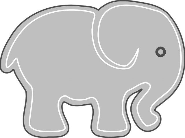 Mammal Clipart Grey Elephant - Dibujo Elefante Gris - Png Download (640x480), Png Download