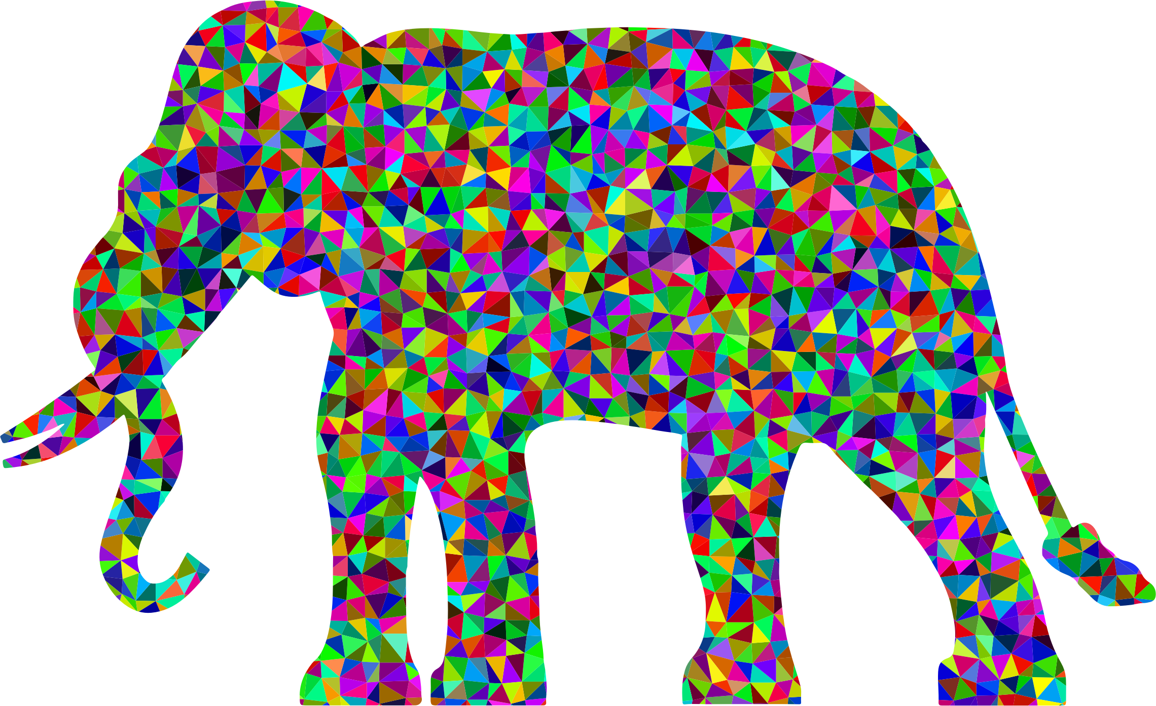 Rainbow Clipart Elephant - Asian Elephant Clipart Black - Png Download (2280x1394), Png Download
