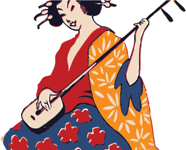 Geisha Clipart Japanese Ninja - Traditional Geisha Playing A Shamisen 1 25 Magnet Gesha - Png Download (640x480), Png Download