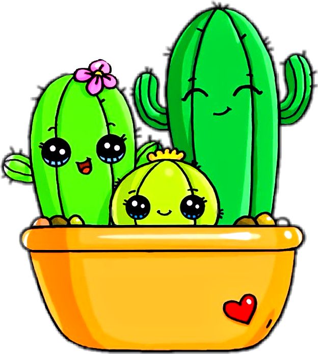 Cactus Family Love Green Voteplease Vote4vote - Draw So Cute Cactus Clipart (624x694), Png Download