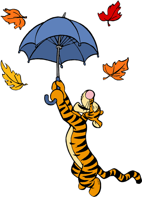 Clip Art Clipart Winnie The Pooh Eeyore Clip Art - Tigger Holding Umbrella - Png Download (500x671), Png Download