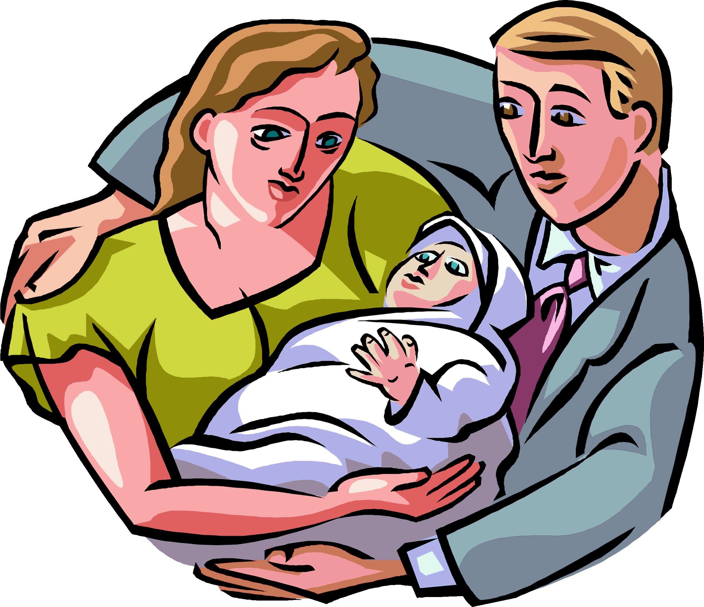 Transparent Background Newborn Onesie Clipart - New Born Baby With Parents Clipart - Png Download (2400x2072), Png Download