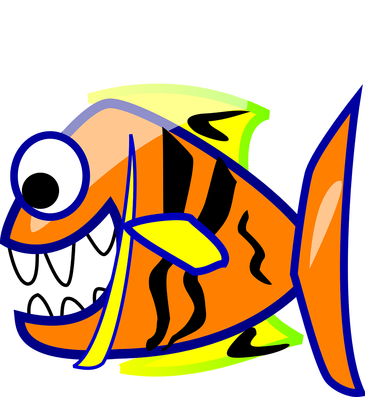 Funny Fish Clipart 26, Buy Clip Art - Gambar Kartun Ikan Piranha - Png Download (663x720), Png Download