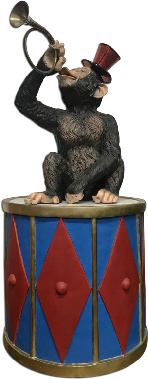 Circus Monkey With Blue Drum - Blue Clipart (620x827), Png Download