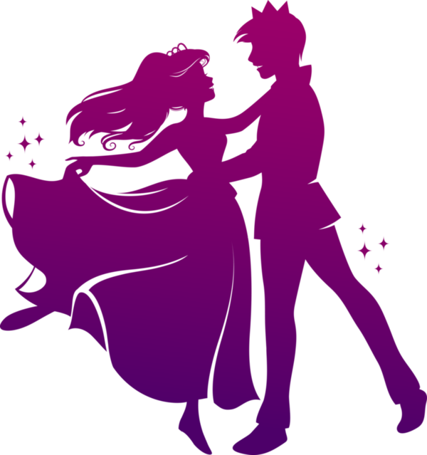 Dance Couples Silhouettes - Prince And Princess Dancing Clipart (600x639), Png Download