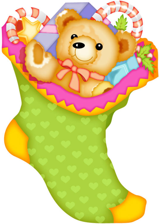 Christmas Teddy Bear Stocking - Calcetín Navidad Clipart (574x800), Png Download