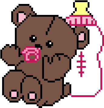 Teddy Bear With Pacifier And Baby Bottle - Mewtwo Clipart (600x600), Png Download