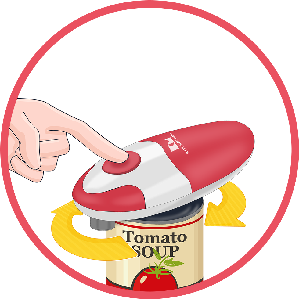 Step - Kitchen Mama Automatic Electric Can Opener Ergonomic Clipart (1000x1000), Png Download