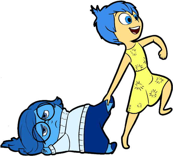 Joy Dragging Sadness By The Leg - Cartoon Clipart (600x544), Png Download