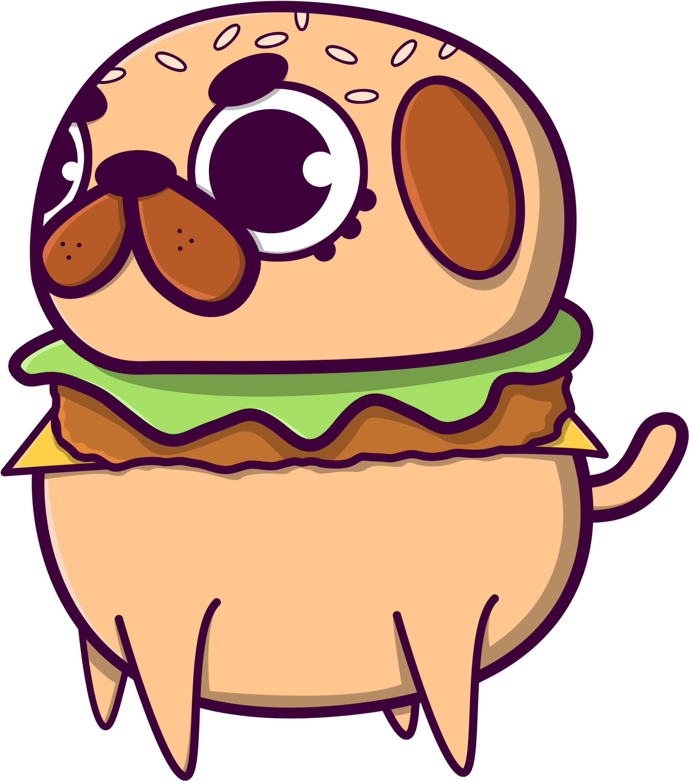 Pug Burger Clipart (3000x3500), Png Download