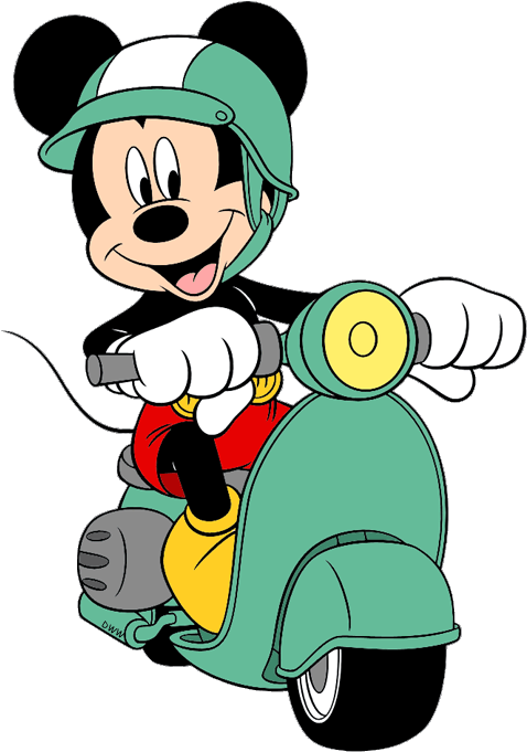Mickey Mouse Clip Art 7 - Mickey Mouse Riding Scooter - Png Download (500x687), Png Download