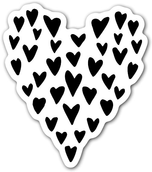 Hand Drawn Little Hearts To Make Up A Big Heart Sticker - Heart Clipart (536x600), Png Download