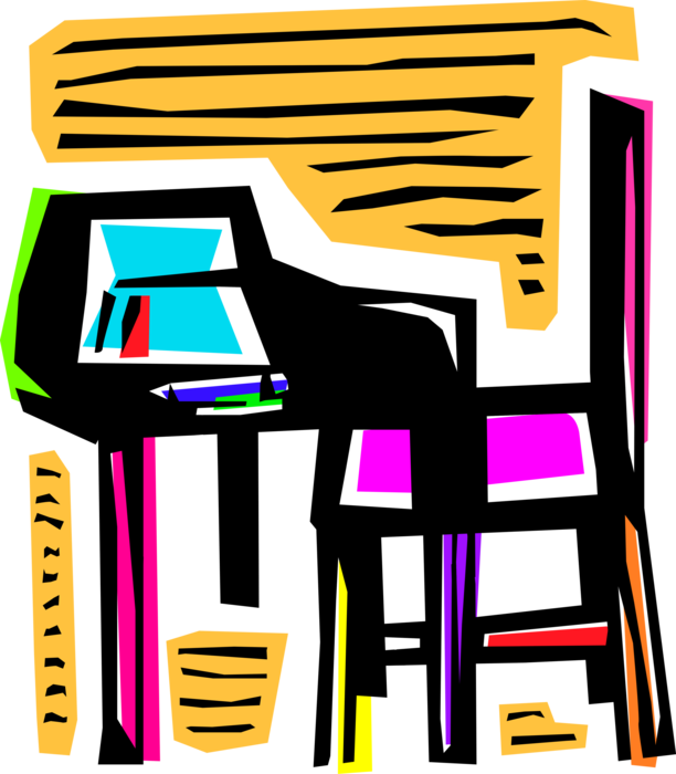 Student Desk Image Illustration - School Clipart (612x700), Png Download