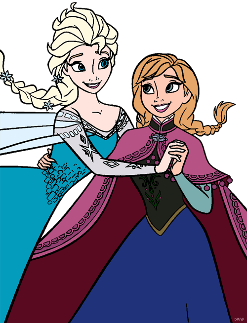Elsa Anna, Elsa Ice Skating - Anna And Elsa I Love My Sister Cosmetic Bag, Women's, Clipart (500x654), Png Download