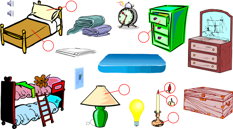 Bedroom Clipart Vocabulary - Elementos De La Habitacion En Ingles - Png Download (752x417), Png Download