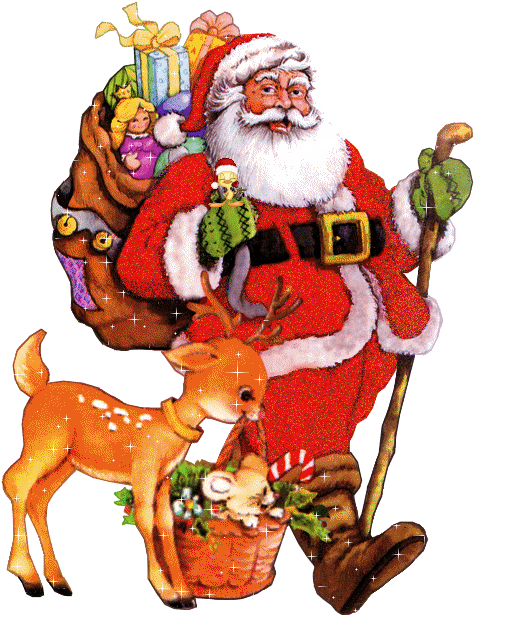 Christmas Santa Gifts Gif Clipart (537x635), Png Download