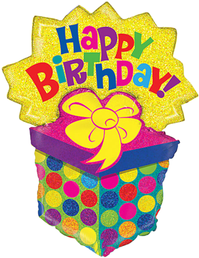 Happy Birthday Happy Birthday - 37" Happy Birthday Bursting Present Balloon - Mylar Clipart (600x539), Png Download