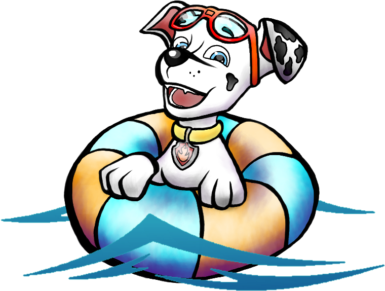 Swimming Marshall By Katastra - Cartoon Clipart (768x768), Png Download