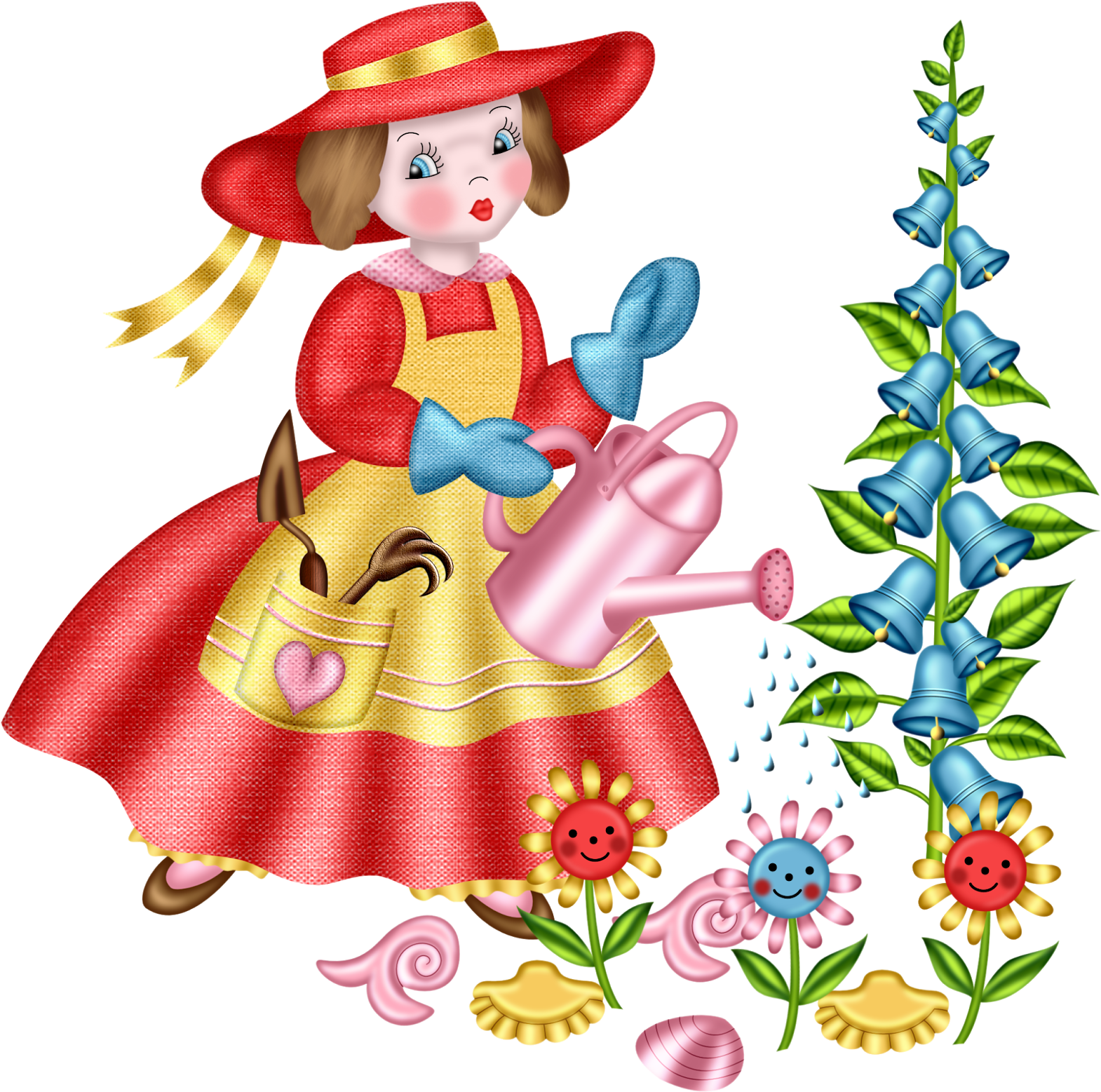 Watering Cans And People - Doll Clipart (1600x1588), Png Download