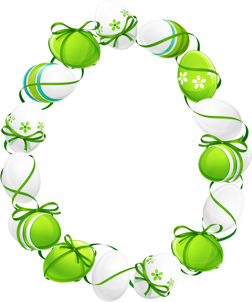 Album - Fröhliche Ostern - Ei-kranz/bänder Karte Clipart (863x1024), Png Download