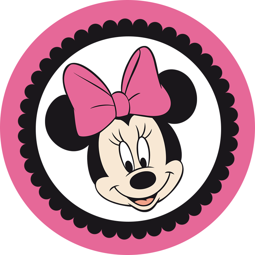 Minnie In Pink And Black - Minnie Mouse Head Clipart (827x827), Png Download