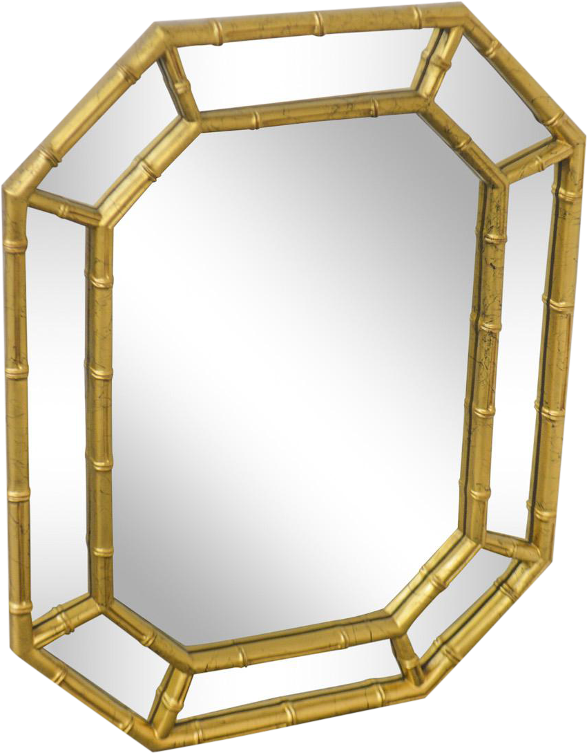 Faux Bamboo Vintage Gold Frame Wall Mirror Chairish - Gold Bamboo Mirror Clipart (1366x1366), Png Download
