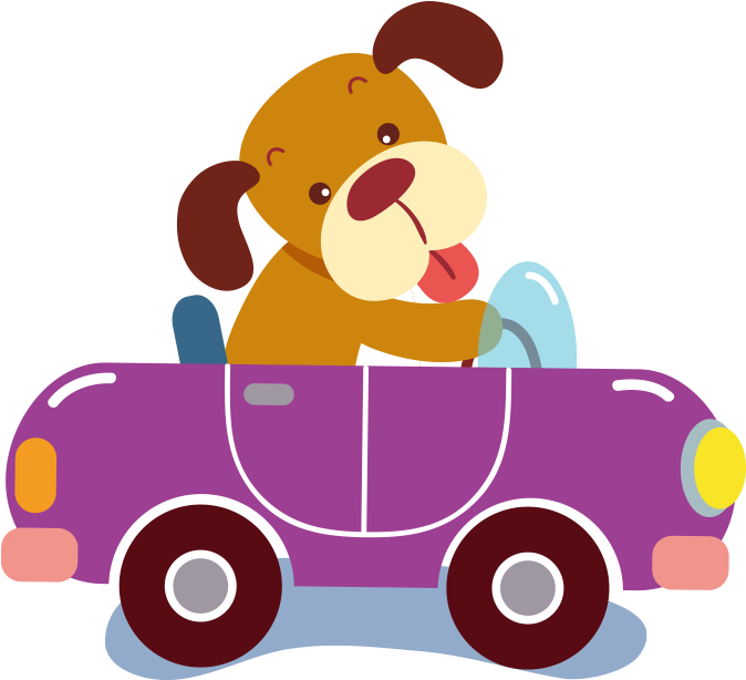 Cartoon Purple Clip Art - Dog Driving A Car Cartoon - Png Download (718x659), Png Download
