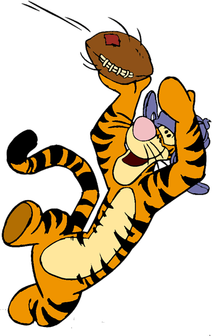 Catching Football - Tigger With A Football Clipart (450x687), Png Download