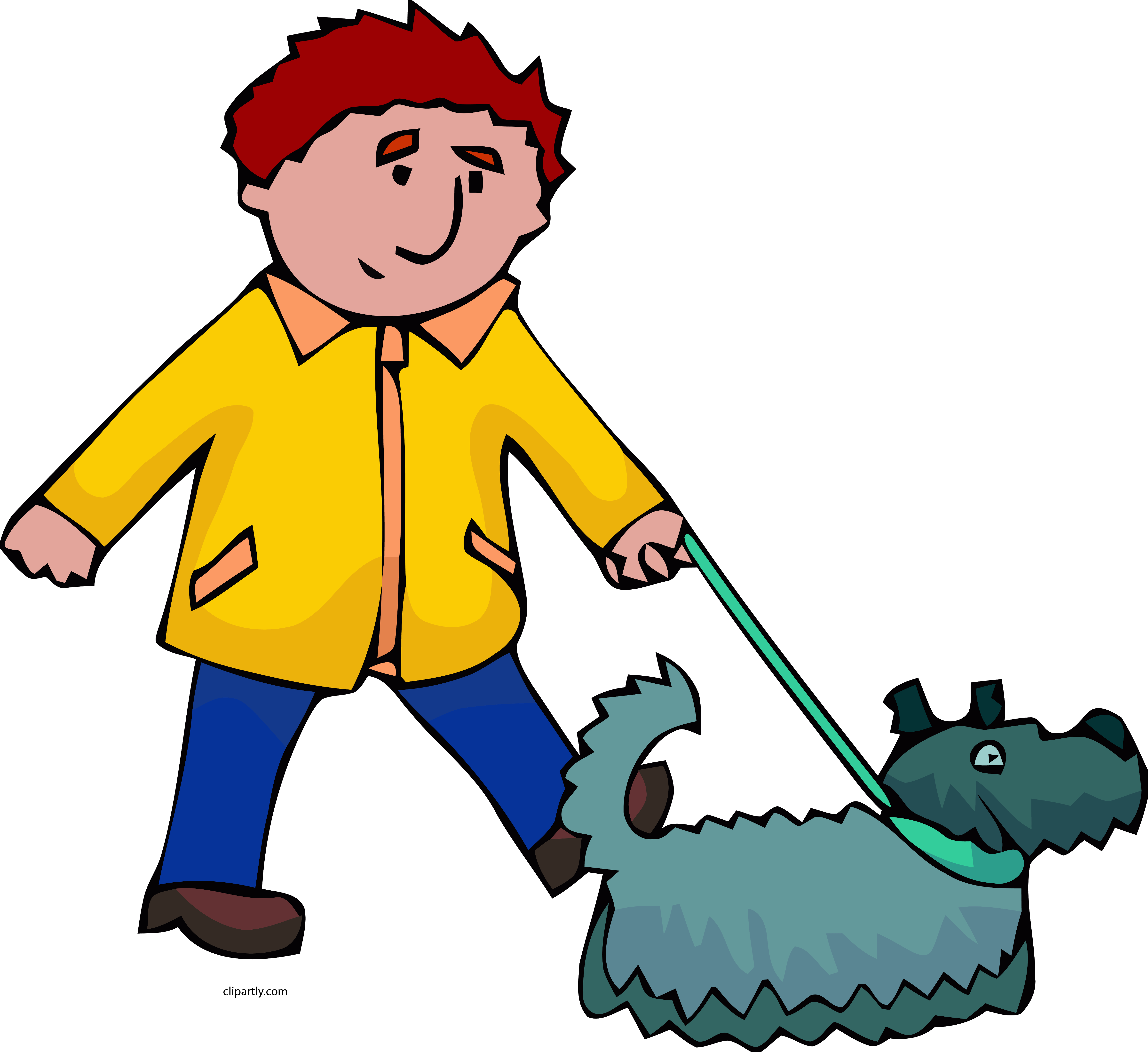 Man And Dog Walking Clipart Png - Man Walking Dog Clip Art Transparent Png (4737x4341), Png Download