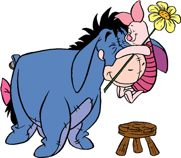 Clipart Fall Eeyore - Piglet And Eeyore Hug - Png Download (600x526), Png Download