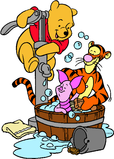 Winnie The Pooh, Piglet And Tigger Clip Art 2 - Winnie The Pooh Washing - Png Download (474x653), Png Download