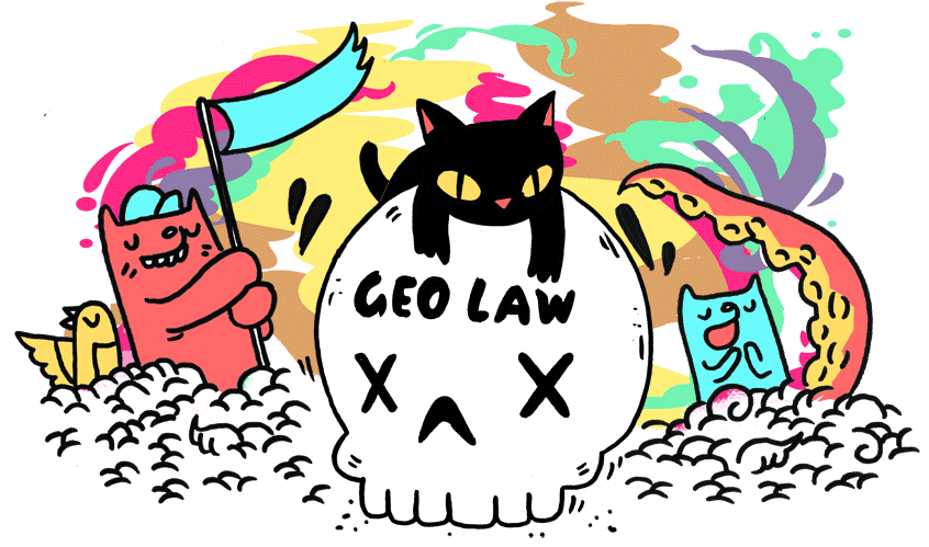 Cat Skull Sticker By Geo Law - Mural Geo Law Clipart (900x530), Png Download