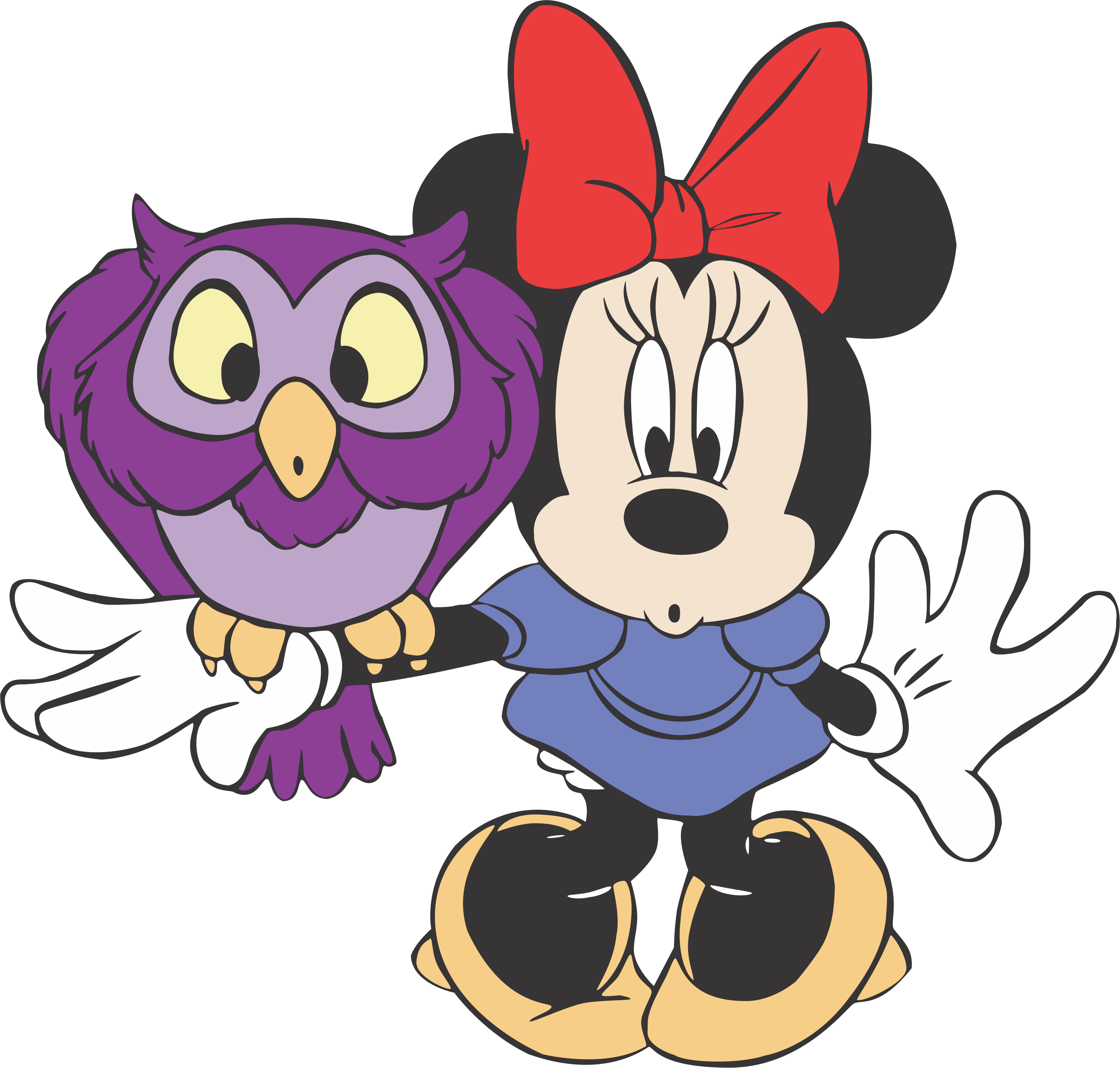 Minnie Rosa Baixar Grátis Transparente - Minnie Mouse And Owl Clipart (2928x2791), Png Download