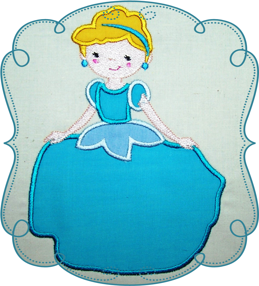 Princess With The Glass Slipper - Machine Embroidery Clipart (1000x1000), Png Download