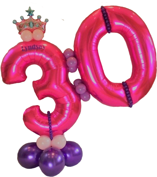30th Birthday Princess Theme Display - 30th Birthday Balloons Png Clipart (547x640), Png Download
