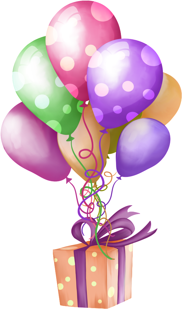 Verjaardag - Birthday Balloons And Presents Clipart (610x1024), Png Download