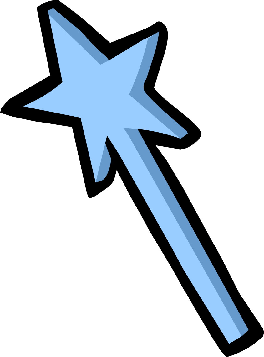 Magic Book And Wand Clipart - Club Penguin Blue Wand - Png Download (844x1139), Png Download