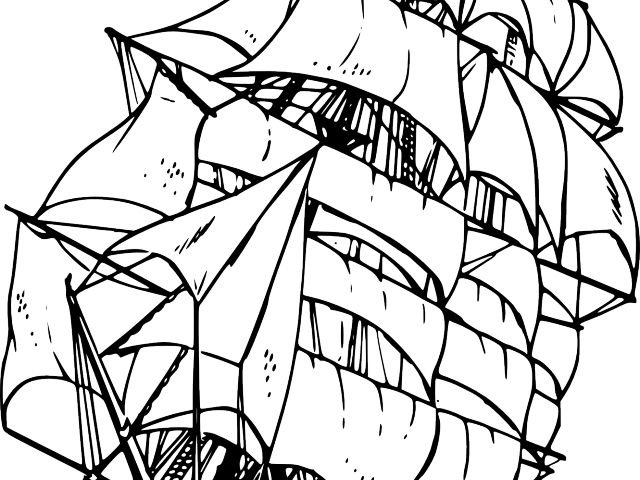 Sailing Ship Clipart Baby Shower - Pirate Ship Black And White - Png Download (640x480), Png Download