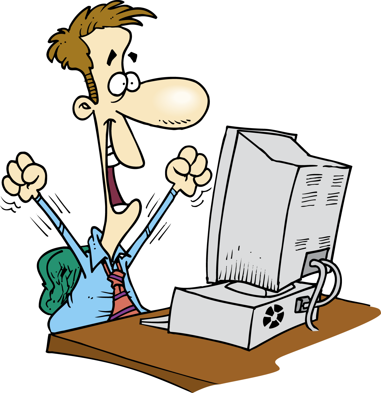 Employee Clipart Computer - Happy Computer User - Png Download (1502x1549), Png Download
