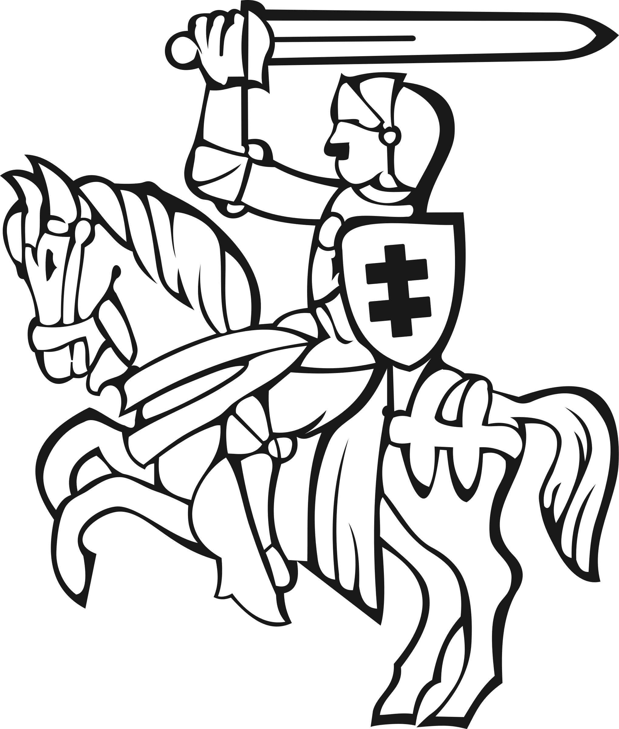 Knight On Jpg Freeuse Library Huge - Line Art Clipart (2038x2400), Png Download