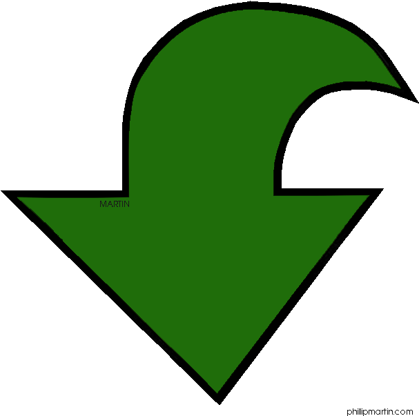 Green Arrow Downward Clipart - Clip Art - Png Download (621x648), Png Download