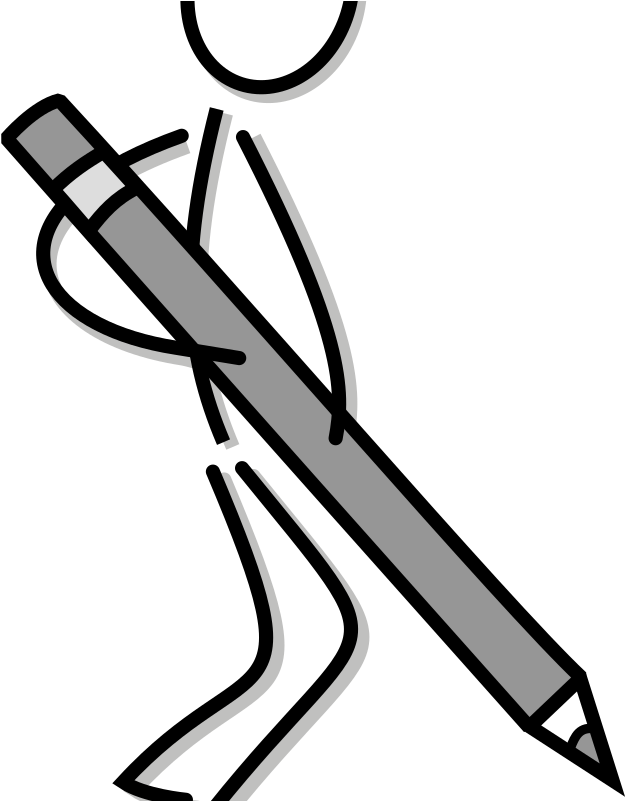 Medium Image - Stick Figure With A Pen Clipart (648x800), Png Download
