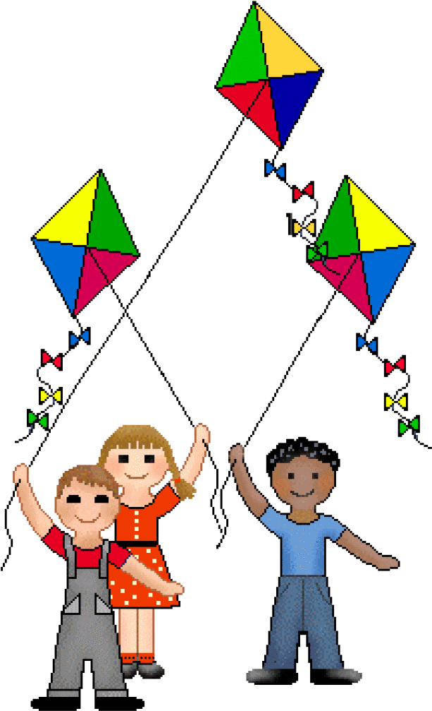 Kite Clip Art Children - Children With Kites Clipart - Png Download (640x1028), Png Download