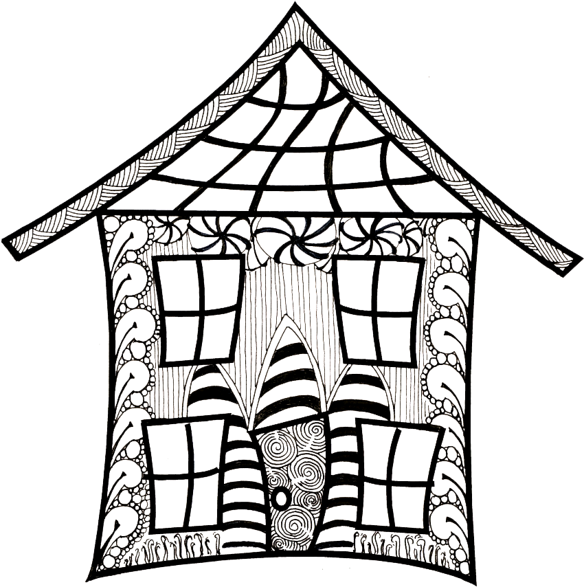 Zentangle Clipart Freeuse - Zentangle House - Png Download (893x915), Png Download