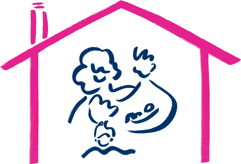 Illustration Of A Happy Family In A Home Clipart (967x667), Png Download