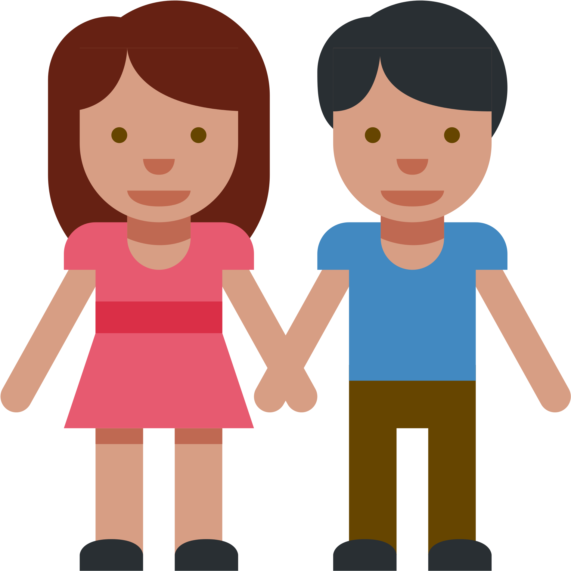 Cartoon Couples Holding Hands 9, Buy Clip Art - Emoji De Pareja De Mujer - Png Download (2000x2000), Png Download