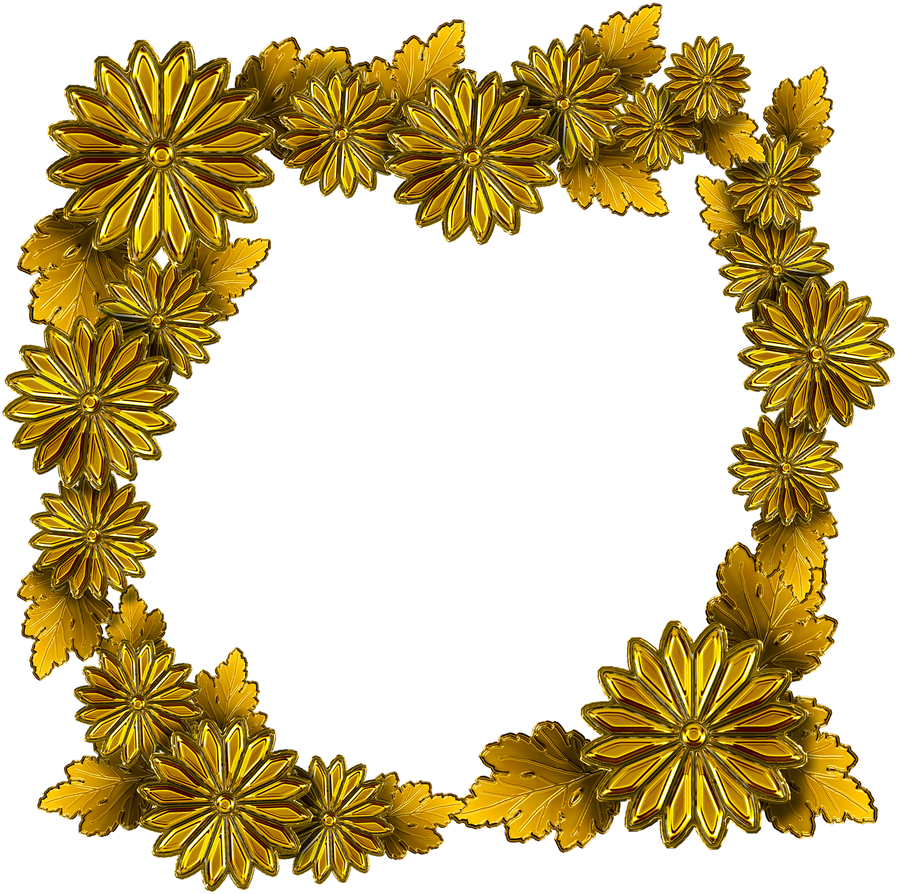 Gold,the Frame,chrysanthemum - Frame Bunga Emas Png Clipart (1280x1280), Png Download