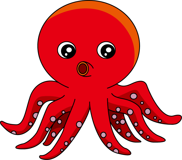 Squid Clipart Octopus Clipart - Red Octopus Cartoon Png Transparent Png (633x557), Png Download
